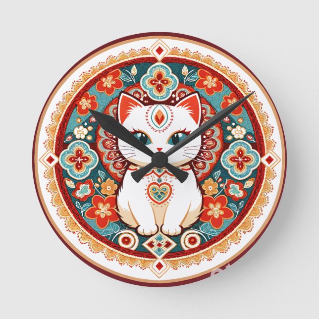 Reloj Redondo Mediano Gato Felino (Anverso)