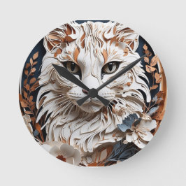 Reloj Redondo Mediano gato, gatito con flor