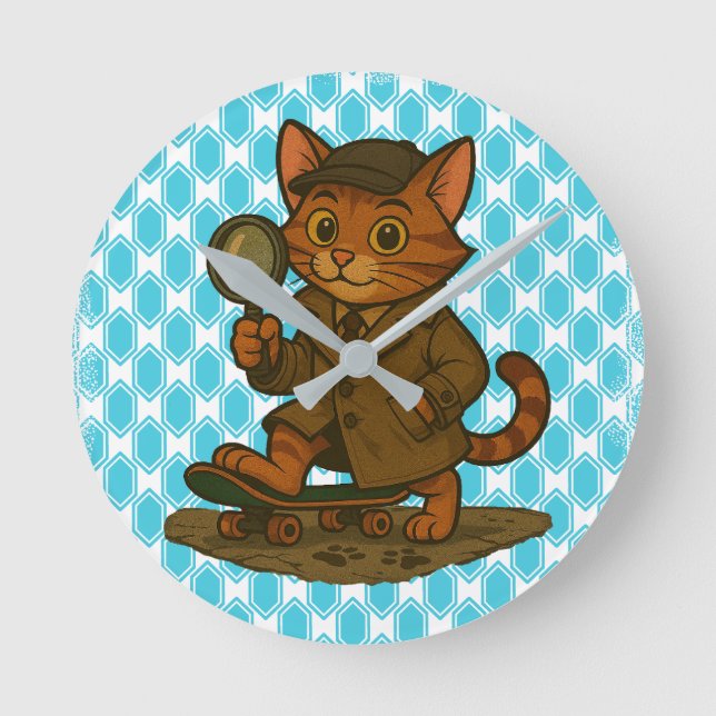 Reloj Redondo Mediano gato gracioso (Anverso)