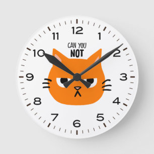 Reloj Redondo Mediano Gato gracioso que no puedes Naranja gato
