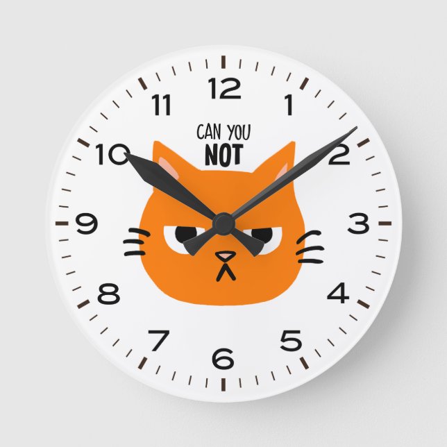 Reloj Redondo Mediano Gato gracioso que no puedes Naranja gato (Anverso)