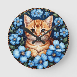 Reloj Redondo Mediano Gato Jengibre Encantador
