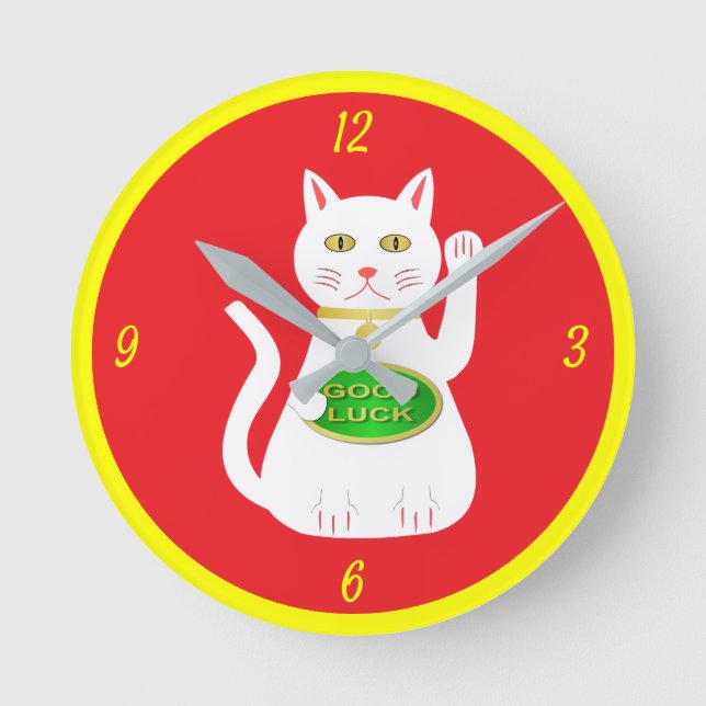Reloj Redondo Mediano Gato Lucky Oriental (Anverso)