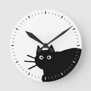 Reloj Redondo Mediano Gato negro