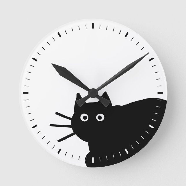 Reloj Redondo Mediano Gato negro (Anverso)