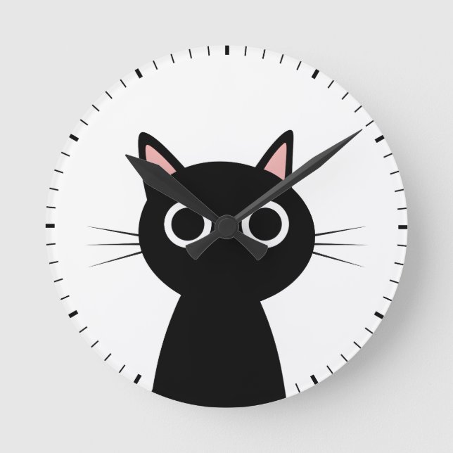Reloj Redondo Mediano gato negro (Anverso)