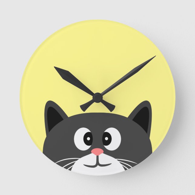 Reloj Redondo Mediano gato negro (Anverso)