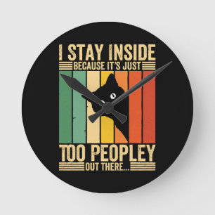 Reloj Redondo Mediano Gato Negro Me Quedo Dentro Porque Hay Demasiada Ge
