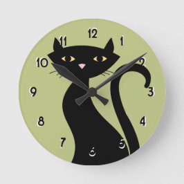 Reloj Redondo Mediano Gato negro retro