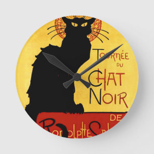 Reloj Redondo Mediano Gato negro Vintage Tournée du Chat Noir, Theophil
