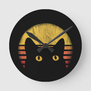 Reloj Redondo Mediano Gato Retro Vintage