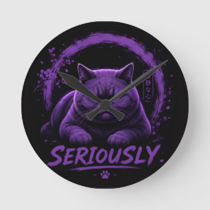 Reloj Redondo Mediano Gato Serio