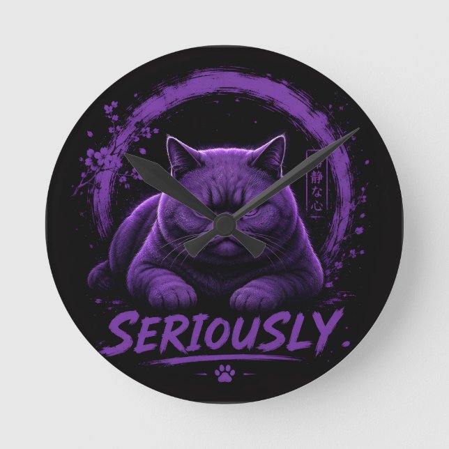 Reloj Redondo Mediano Gato Serio (Anverso)