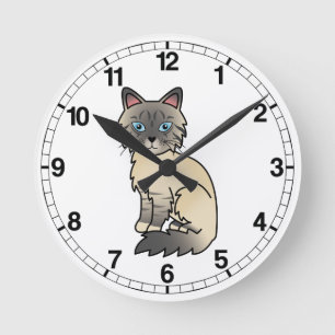 Reloj Redondo Mediano Gato Silver Tabby Birman / Ragdoll
