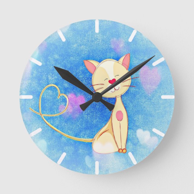 Reloj Redondo Mediano Gato soñador (Anverso)