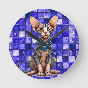 Reloj Redondo Mediano Gato Sphynx