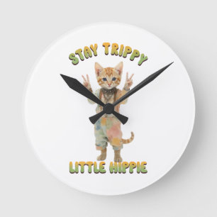 Reloj Redondo Mediano Gato Tabby Naranja Boho Quédate Trippy Pequeño Hip