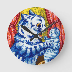Reloj Redondo Mediano Gato y sus gatitos