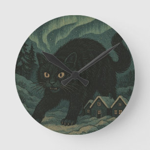 Reloj Redondo Mediano gato yule de Navidad islandés
