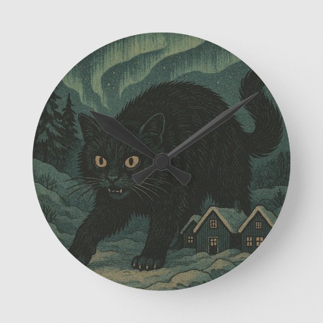 Reloj Redondo Mediano gato yule de Navidad islandés (Anverso)