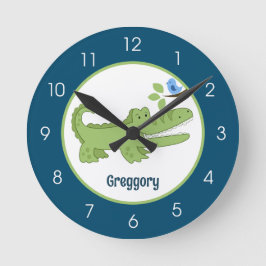 Reloj Redondo Mediano Gator Crocodile Marina Blue Green Jungle Safari