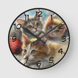 Reloj Redondo Mediano Gatos