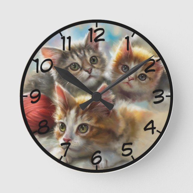 Reloj Redondo Mediano Gatos (Anverso)