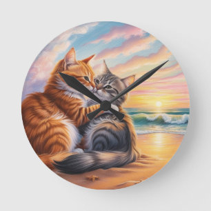 Reloj Redondo Mediano Gatos amorosos
