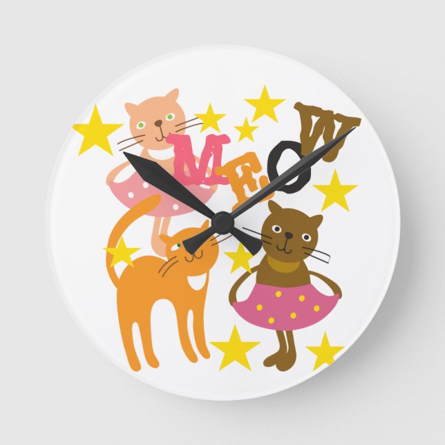 Reloj Redondo Mediano Gatos bailando (Anverso)
