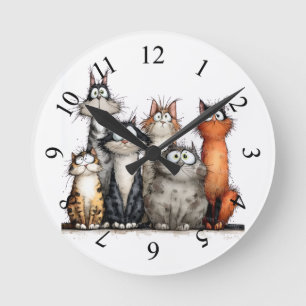 Reloj Redondo Mediano Gatos caprichosos