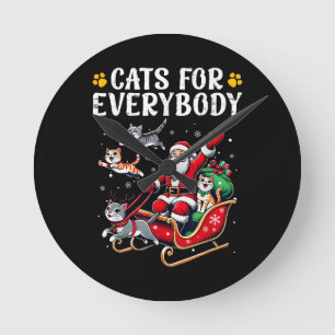 Reloj Redondo Mediano Gatos Para Todos Navidades Gato Gracioso