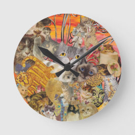 Reloj Redondo Mediano Gatos una abundancia