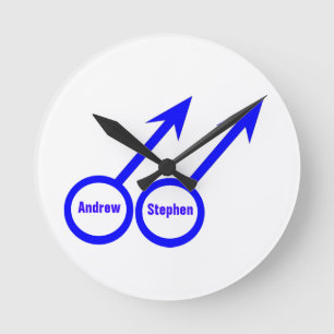 Reloj Redondo Mediano Gay Lovers Customizable Wall Clock