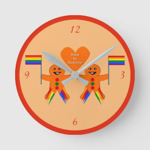 Reloj Redondo Mediano Gay Men Navidades Gingerbread Pareja