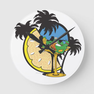 Reloj Redondo Mediano Gecko de vacaciones tropicales