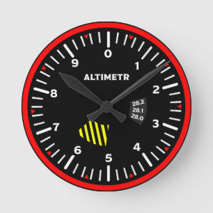 Reloj Redondo Mediano Geek de Aviación del Piloto Altimetr