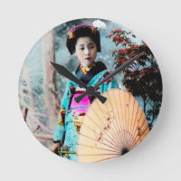 Geisha con un papel Wagasa Parasol Vintage Japón