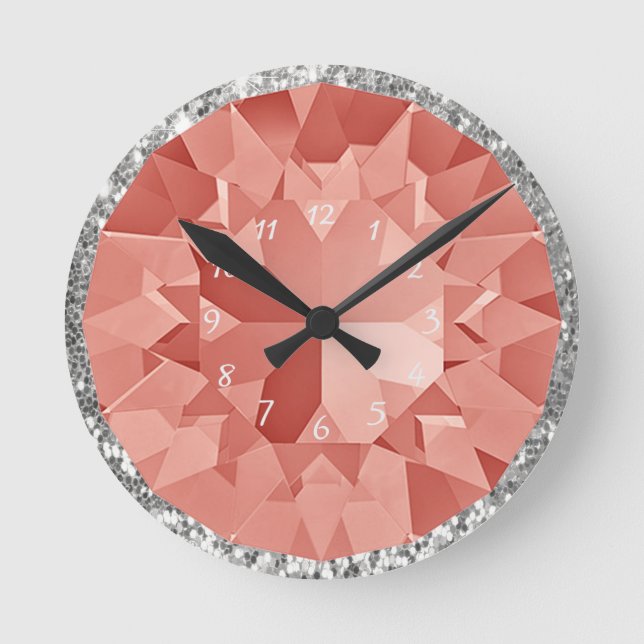Reloj Redondo Mediano Gema rosa (Anverso)