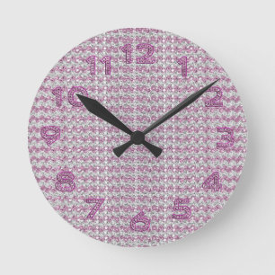 Reloj Redondo Mediano Gemas de plata rosadas de Studed del diamante