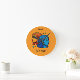 Reloj Redondo Mediano Gemini Signo Zodiacal Pop Art - Gemelos Celestiale