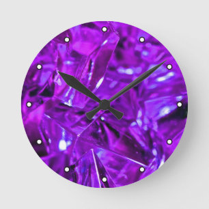 Reloj Redondo Mediano Gemstone púrpura de cristal con puntos