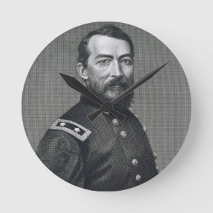 Reloj Redondo Mediano General Philip Sheridan, grabado de un photograp