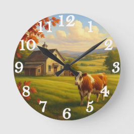 Reloj Redondo Mediano Gentle cow in pastoral countryside