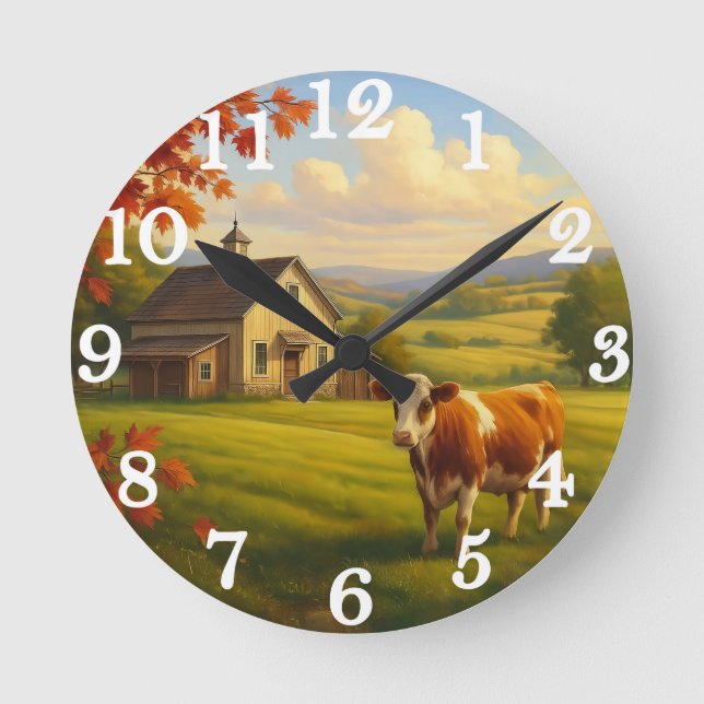 Reloj Redondo Mediano Gentle cow in pastoral countryside (Anverso)
