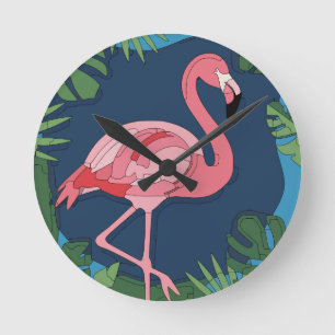 Reloj Redondo Mediano Geo rosa Flamingo con nombre