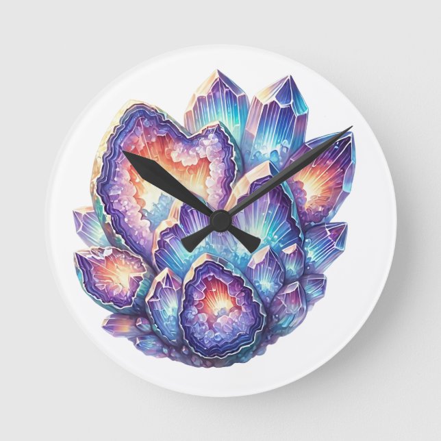 Reloj Redondo Mediano Geode Crystal Cluster (Anverso)