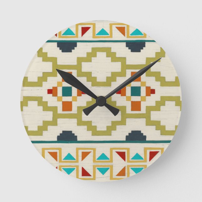 Reloj Redondo Mediano Geometría del Suroeste I (Anverso)