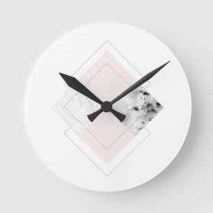 Reloj Redondo Mediano Geometric Marble Design
