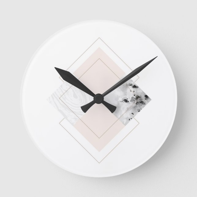 Reloj Redondo Mediano Geometric Marble Design (Anverso)