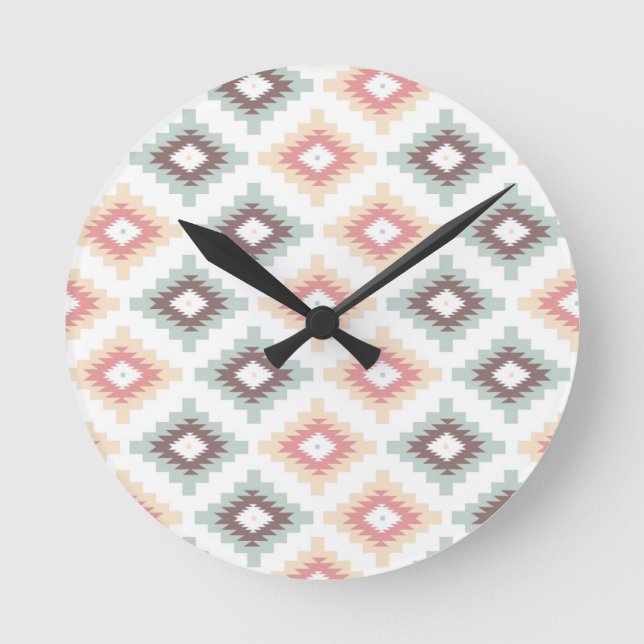 Reloj Redondo Mediano Geometric pattern in aztec style (Anverso)